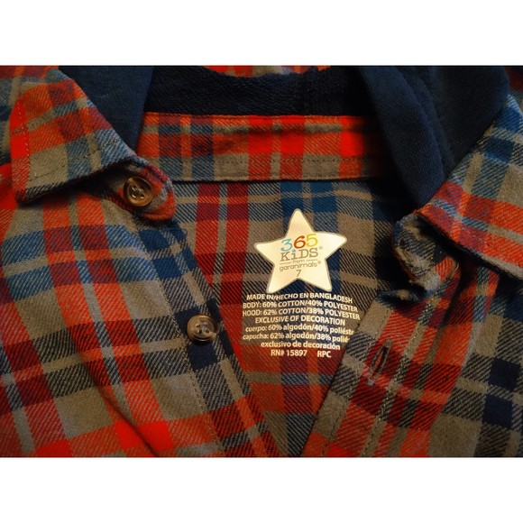 365 Kids by Garanimals Long Sleeve Button Down Shirt W/ hood Boys Size 7 - Picture 3 of 3